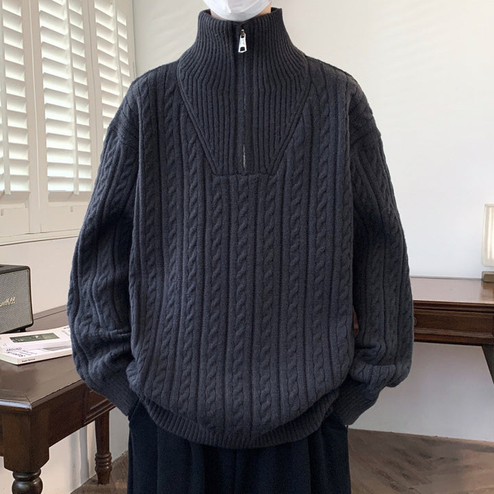 Damen Grobstrickpullover mit Stehkragen Drune