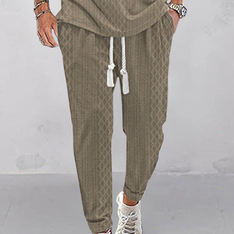 Herren Slim-Tapered Joggerhose im Struktur-Design mit Kordelzug und Eingrifftaschen Drune