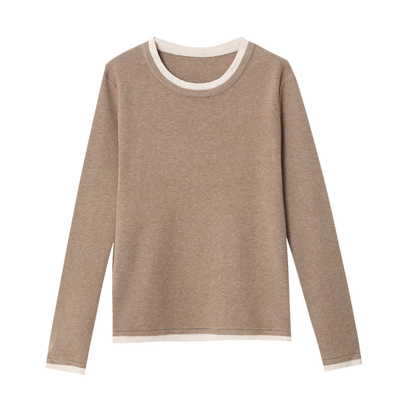 Damen modischer Pullover mit feinen Kontrastdetails Drune