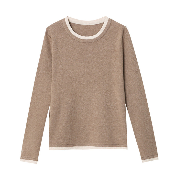 Damen modischer Pullover mit feinen Kontrastdetails Drune