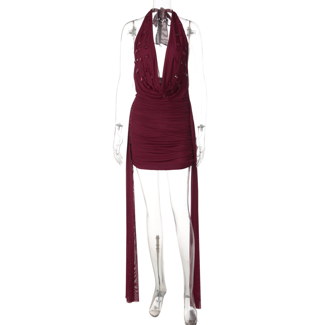 Damen Mini-Kleid mit raffiniertem Drapé und tiefem V-Ausschnitt Drune