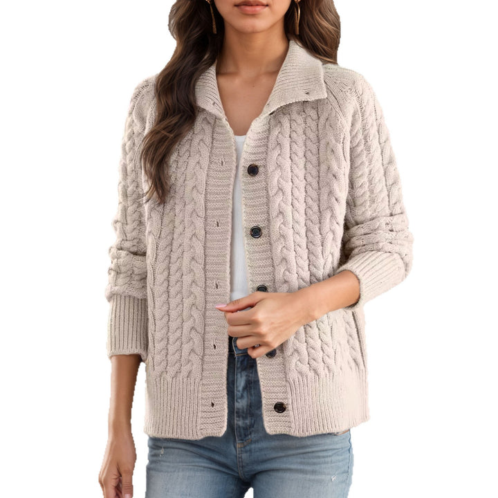 Damen Grobstrickjacke mit dekorativem Zopfmuster und praktischen Taschen Drune