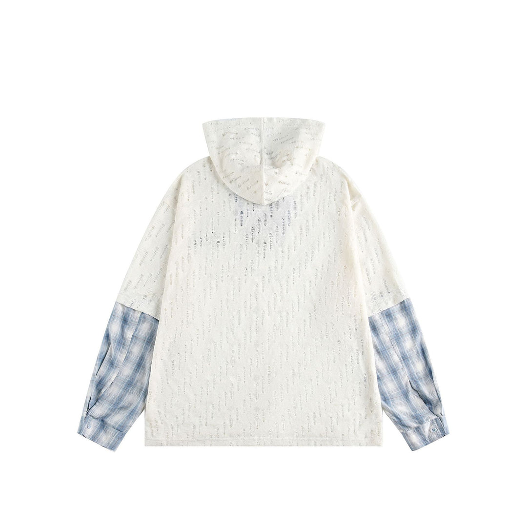 Unisex Lässiger Kapuzenpullover im Layering-Look mit Schnür‑V‑Ausschnitt Drune