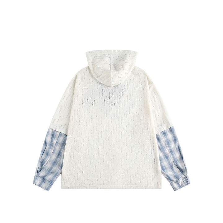 Unisex Lässiger Kapuzenpullover im Layering-Look mit Schnür‑V‑Ausschnitt Drune