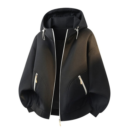 Damen Oversize-Kapuzenjacke mit Farbverlauf, Zwei-Wege-Reißverschluss & Zip-Taschen Drune