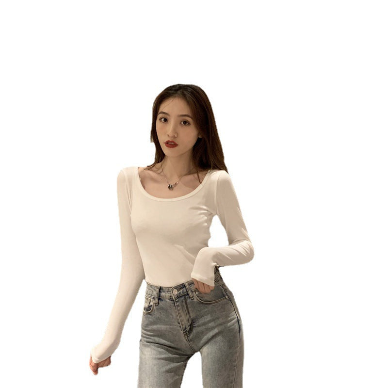 Damen Langarm-Bodysuit mit tiefem Ausschnitt und figurbetontem Schnitt Drune