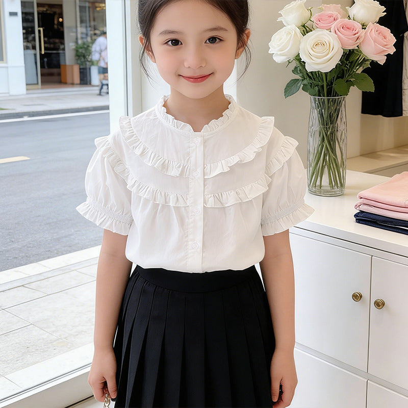 Mädchen Rüschenbluse mit elegantem Kragen Drune