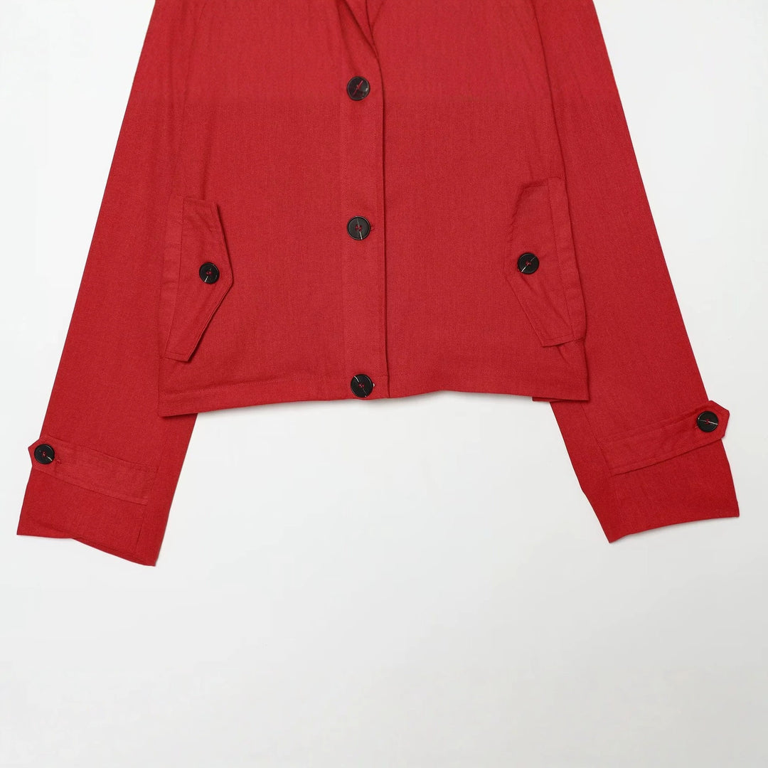 Damen Kurze Utility-Jacke im Cropped-Schnitt mit Stehkragen und Schulterriegeln Drune