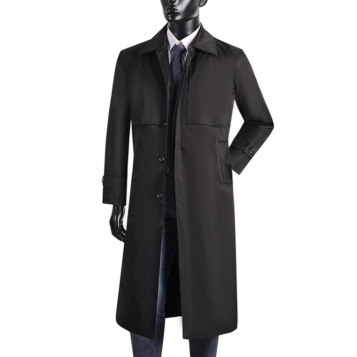 Herren langer Trenchcoat mit verdeckter Knopfleiste und wasserabweisender Ausstattung Drune