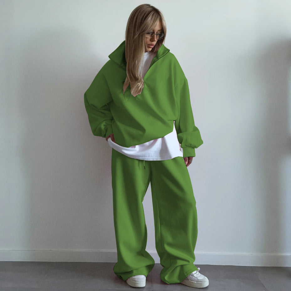 Damen bequemer Fleece-Zip-Hoodie mit lässigem Schnitt und weiten Ärmeln Drune
