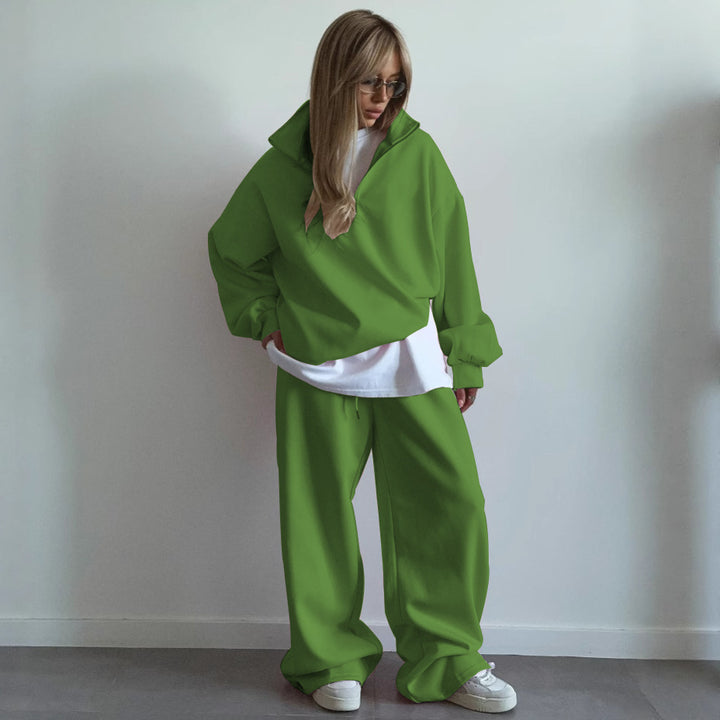 Damen bequemer Fleece-Zip-Hoodie mit lässigem Schnitt und weiten Ärmeln Drune
