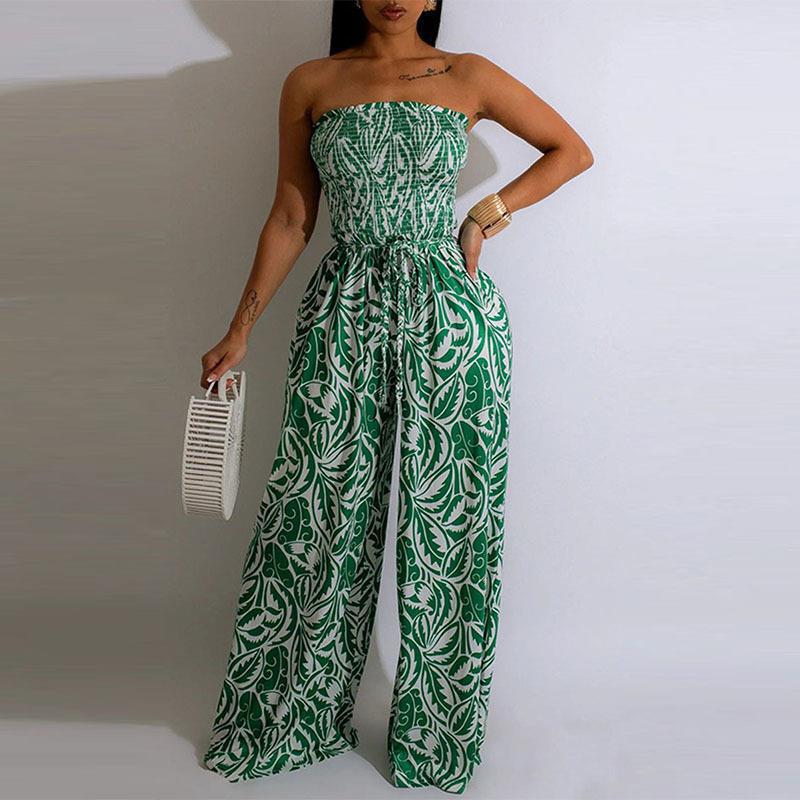 Damen One-Shoulder Jumpsuit mit floralem Design und elastischem Oberteil Drune