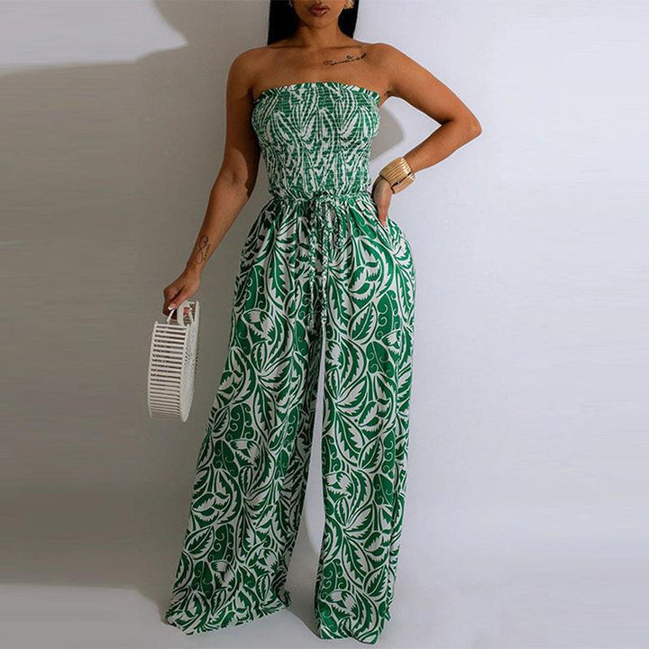 Damen One-Shoulder Jumpsuit mit floralem Design und elastischem Oberteil Drune