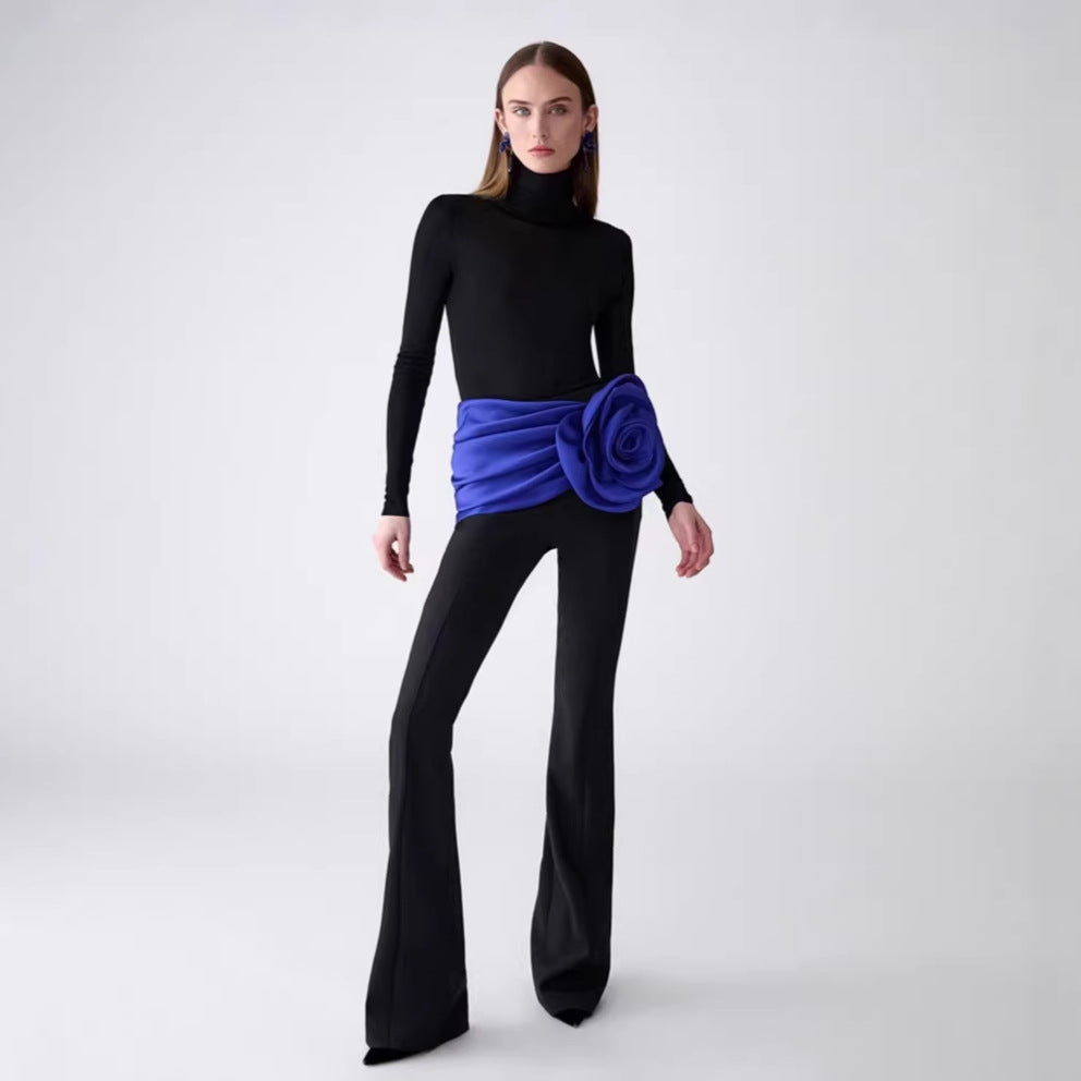 Damen eleganter Ganzkörperanzug mit Blütenapplikation Drune