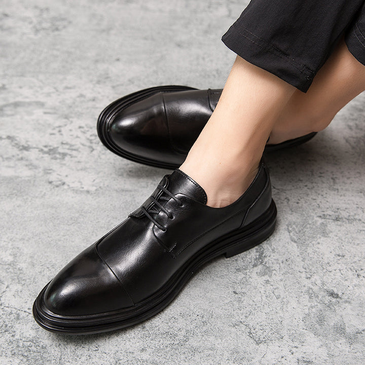 Herren elegante Vollleder Derby-Schnürschuhe mit gepolstertem Komfortfußbett Drune