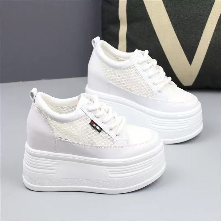 Damen Plateau Sneakers mit atmungsaktivem Netzdesign und rutschfester Sohle Drune