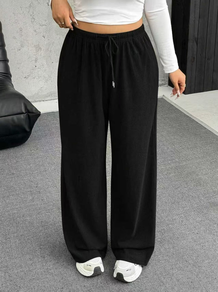 Damen nan weite Relaxhose mit hohem Bund elastischem Kordelzug und weitem Bein Drune