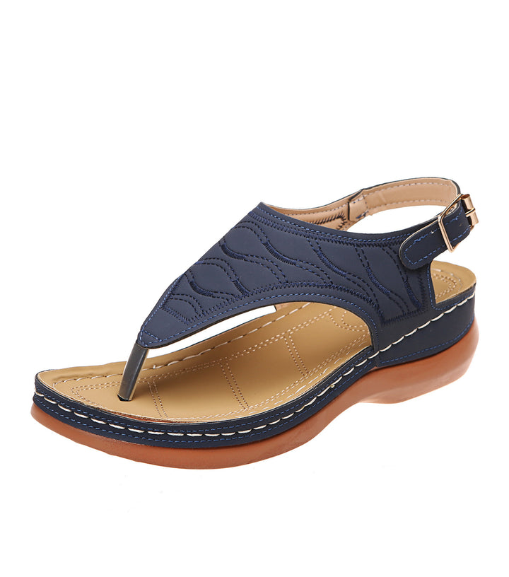 Damen Keil-Sandalette mit verstellbarem Fersenriemen und gesteppter Wildlederoptik Drune