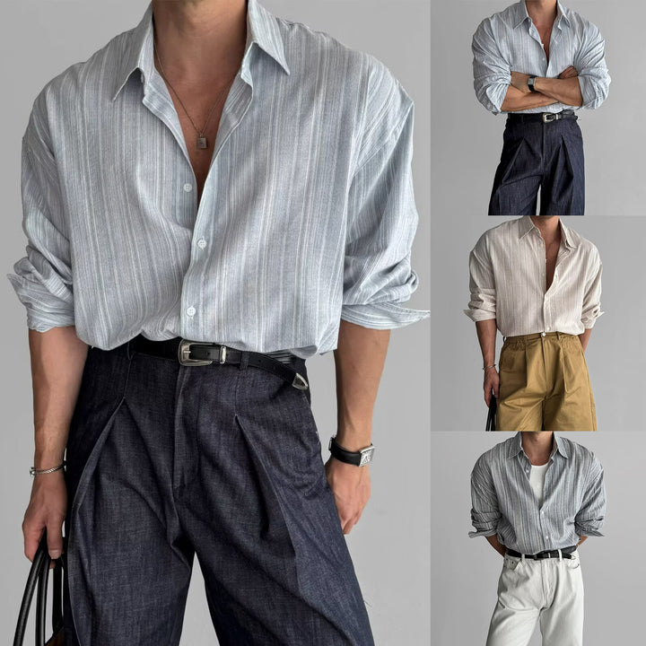 Herren Elegantes Hemd mit Vertikalen Streifen Drune