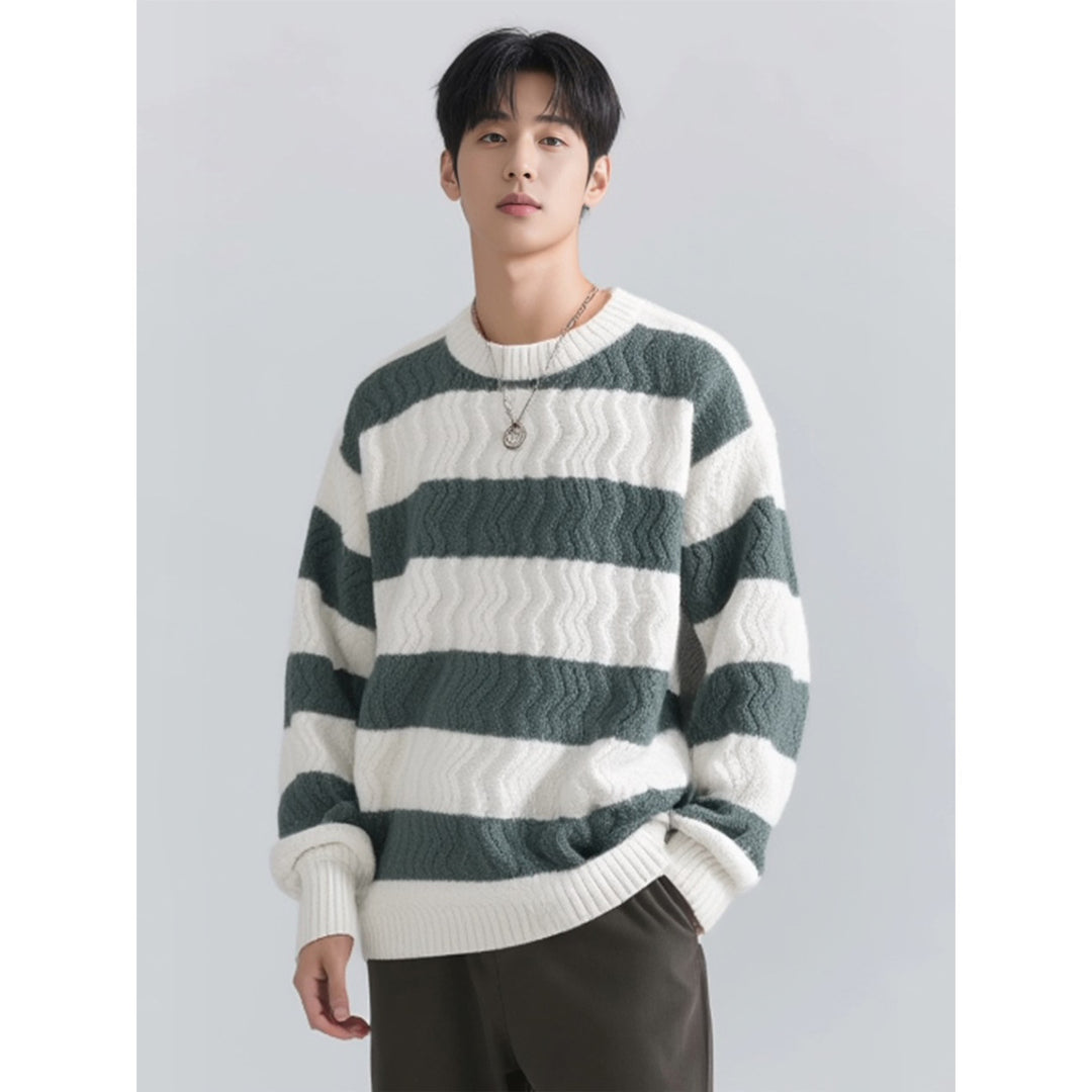 Herren Grobstrickpullover mit Wellenmuster Drune