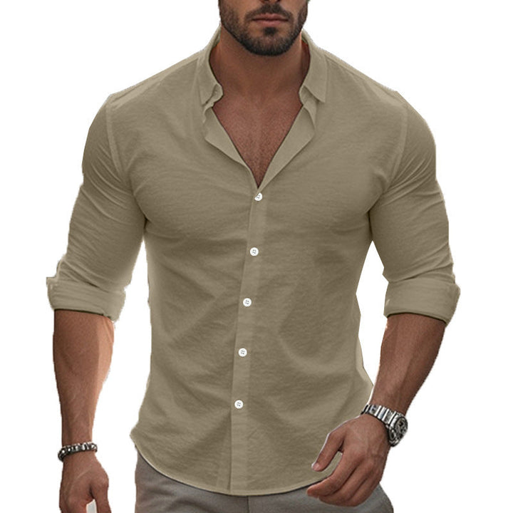 Herren Elegantes Langarmhemd mit modernem Kragen und hochwertiger Baumwollstruktur Drune
