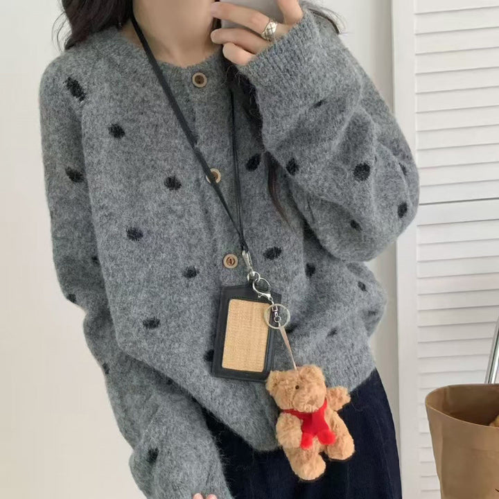 Damen Kuscheliger Strickpullover mit Punktmuster Drune