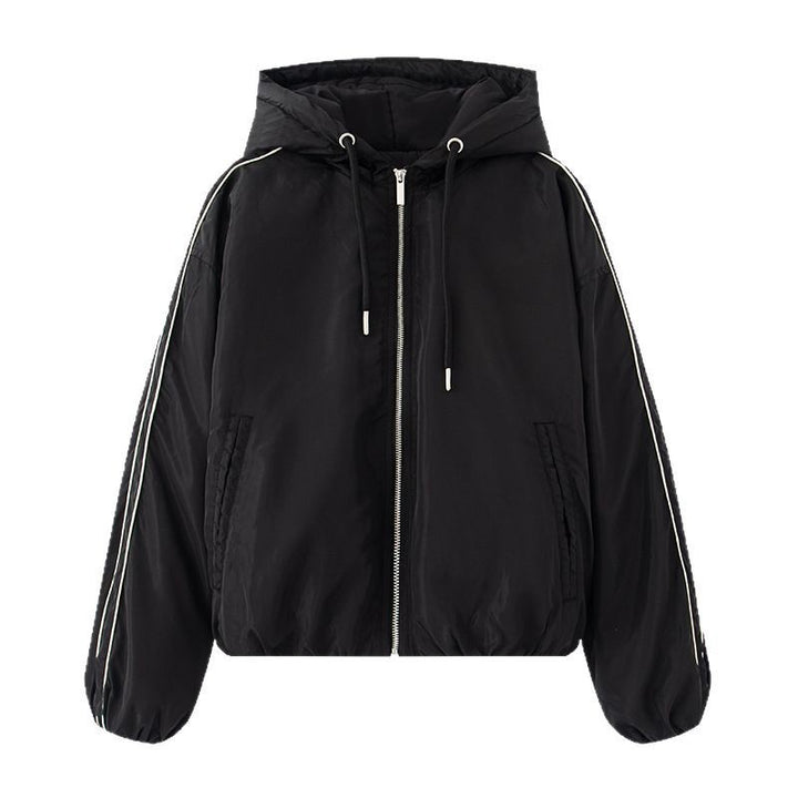Damen sportliche Übergangsjacke mit Kapuze und seitlichen Reißverschlüssen Drune