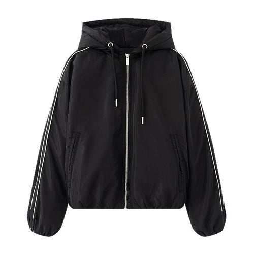 Damen sportliche Übergangsjacke mit Kapuze und seitlichen Reißverschlüssen Drune