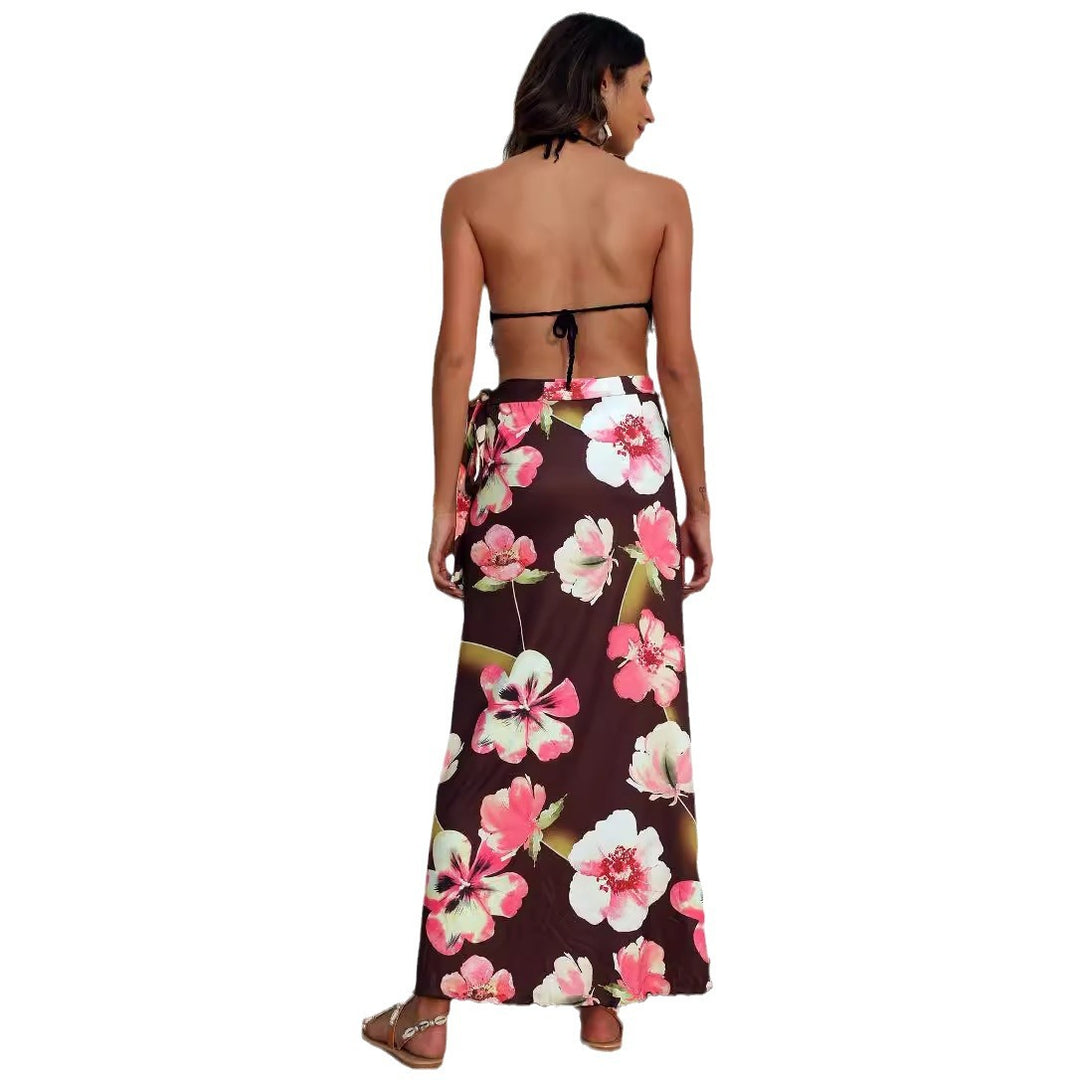 Damen eleganter Maxirock mit floralem Muster Drune