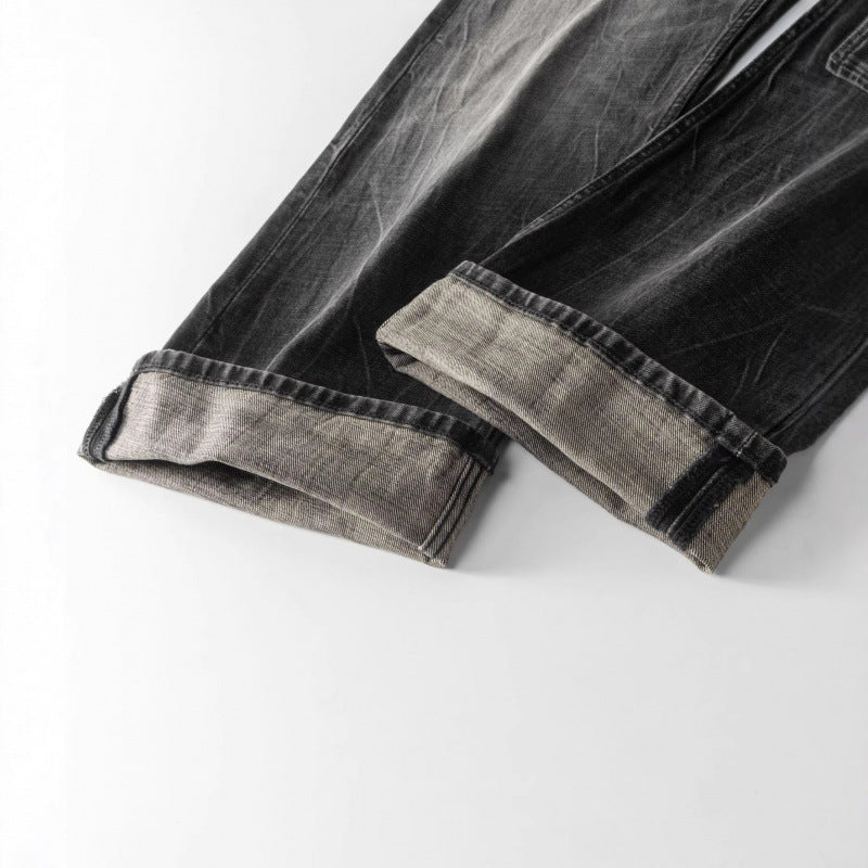Herren Locker geschnittene Straight-Jeans im Workwear-Stil mit Used-Effekt Drune