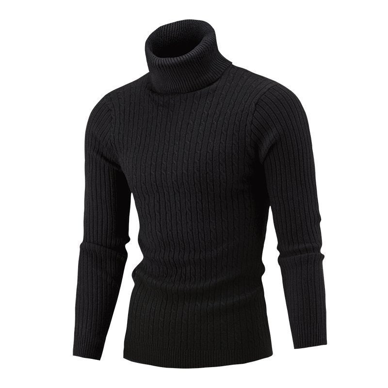 Herren nan gerippter Rollkragenpullover mit Zopfmuster und körpernaher Slim-Fit-Silhouette Drune