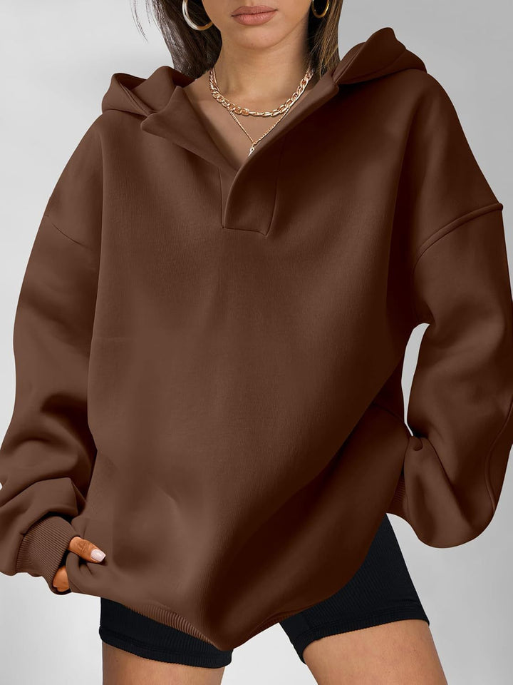 Damen Oversized Kapuzensweatshirt mit lässigem Stehkragen und langen Ärmeln Drune