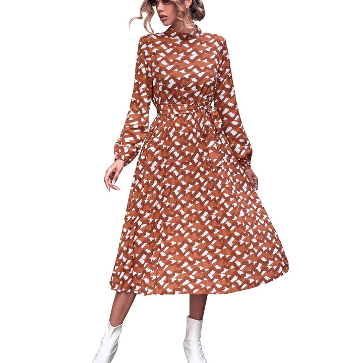 Damen Midikleid mit Rüschendetails und kreativem Muster Drune