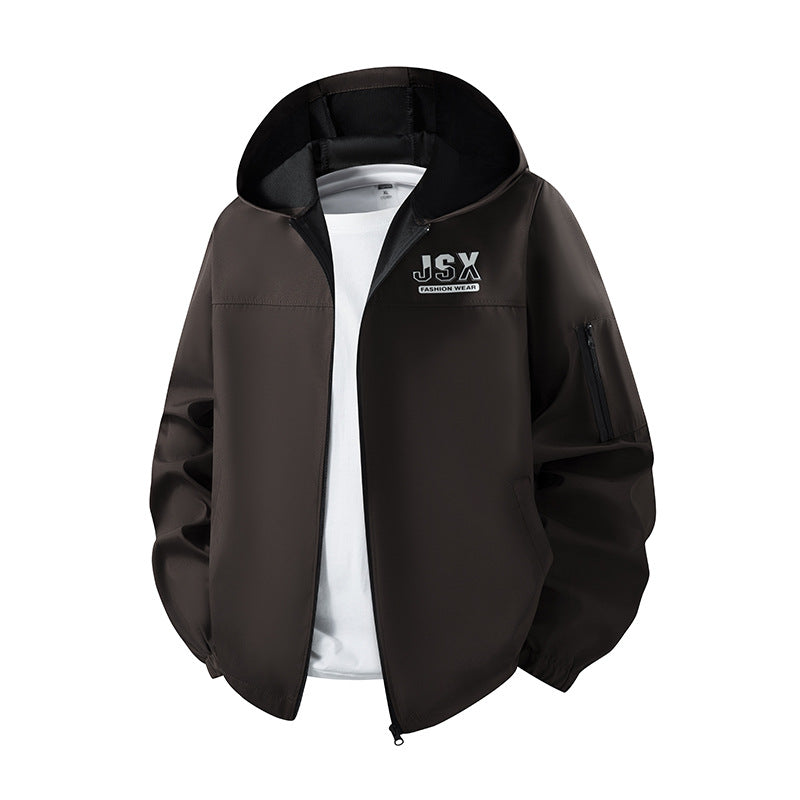 Herren Sportliche Windbreakerjacke mit Kapuze Drune