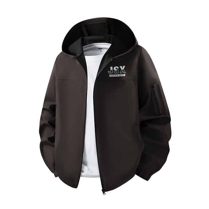 Herren Sportliche Windbreakerjacke mit Kapuze Drune