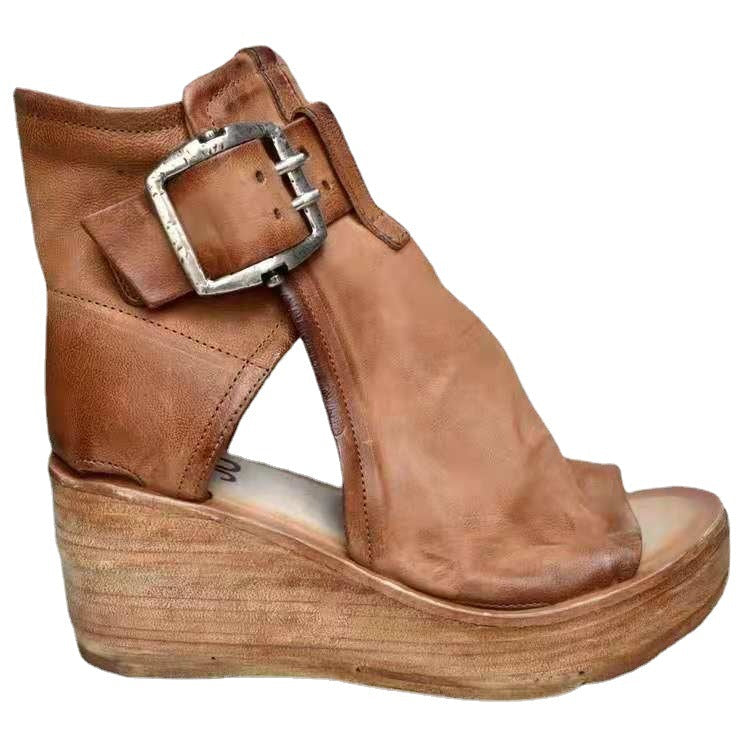 Damen Wedge-Stiefeletten mit modischem Schnallen-Design Drune