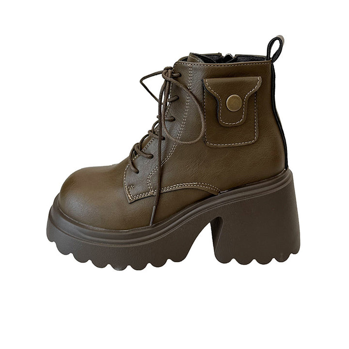Damen Chunky Stiefel mit hohem Absatz und seitlichem Reißverschluss Drune