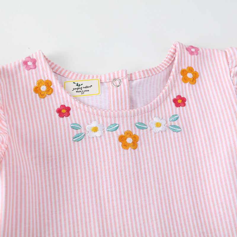 Mädchen Sommerkleid mit floralem Design und verspielten Flamingo-Applikationen Drune