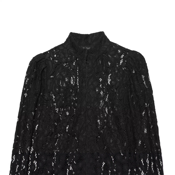 Damen Kurze Spitzenjacke mit Stehkragen und Knopfleiste Drune