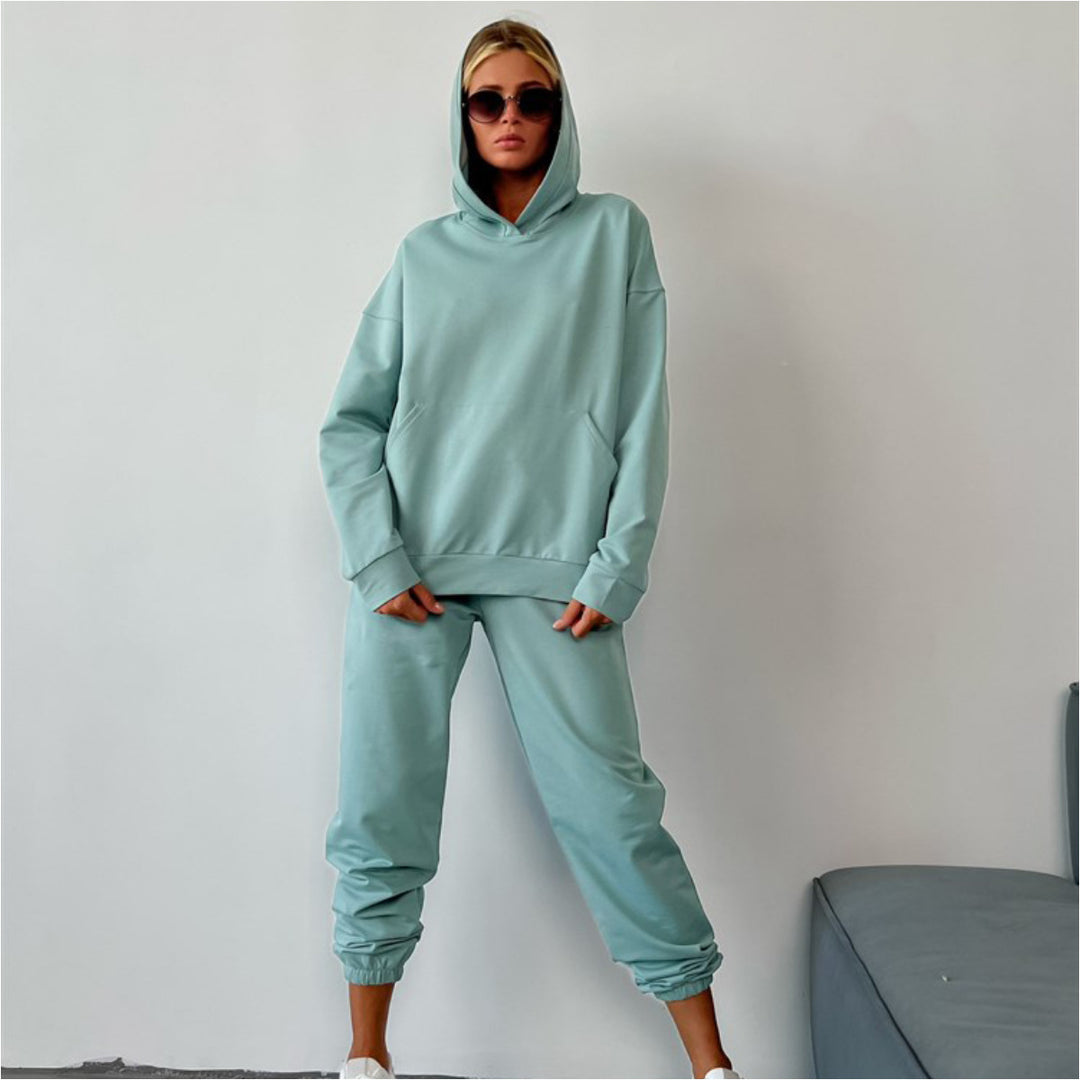 Damen Hoodie- und Jogginghose-Set mit elastischem Bund und lässigem Schnitt