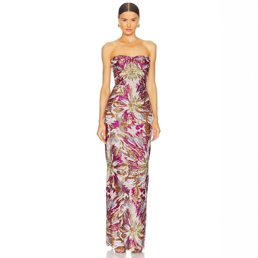 Damen Glamouröses Abendkleid mit schillernden Pailletten und taillierter Silhouette Drune