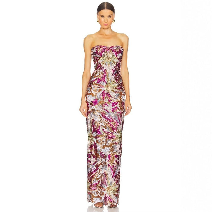 Damen Glamouröses Abendkleid mit schillernden Pailletten und taillierter Silhouette Drune