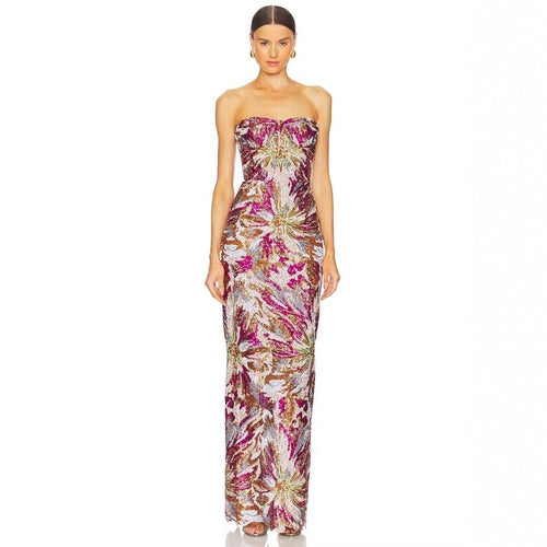 Damen Glamouröses Abendkleid mit schillernden Pailletten und taillierter Silhouette Drune
