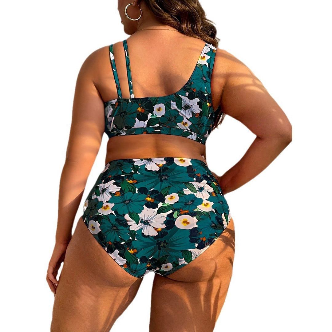 Damen Hochgeschnittenes Floral-Bikini-Set mit Wickeloberteil Drune