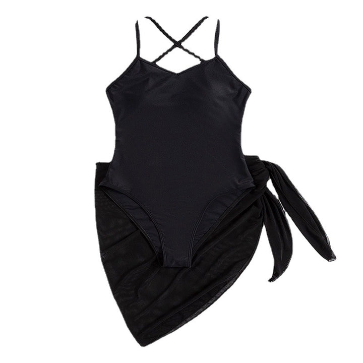 Damen einteiliger Badeanzug mit elegantem Wickelrock Drune