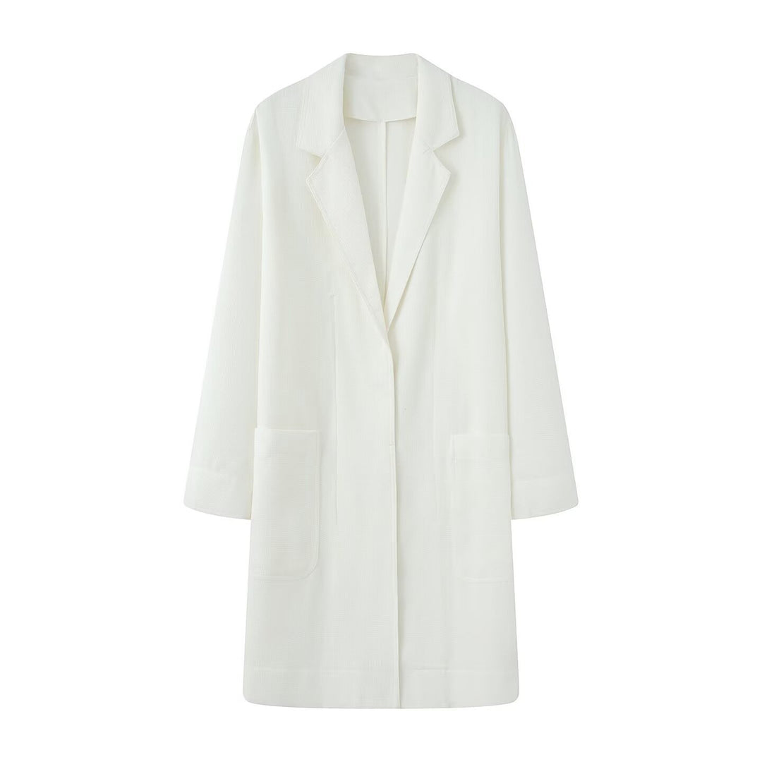 Damen Longline-Mantel mit offener Front, lässiger Passform und aufgesetzten Taschen Drune