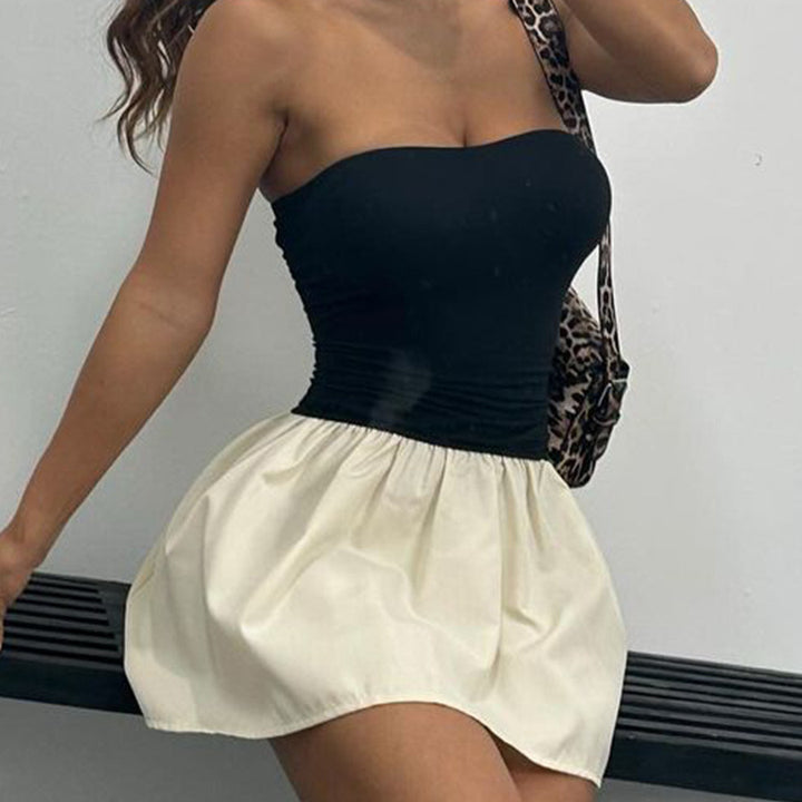 Damen Bandeau Kleid mit Rüschensaum Drune