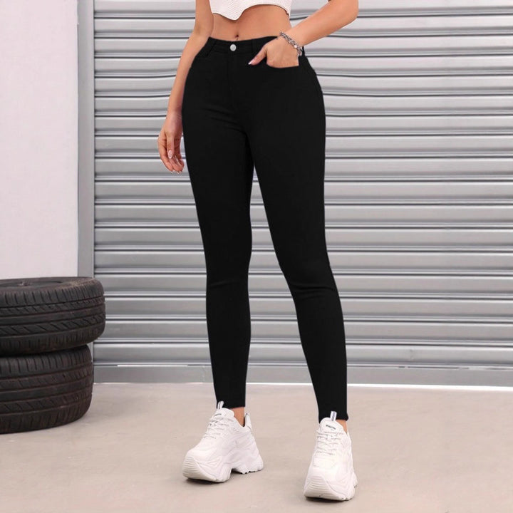Damen Thermo-High-Waist-Fleece-Jeggings im Jeans-Look Drune