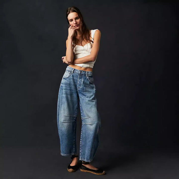 Damen Oversized Jeans im lässigen Schnitt mit modischen Details Drune