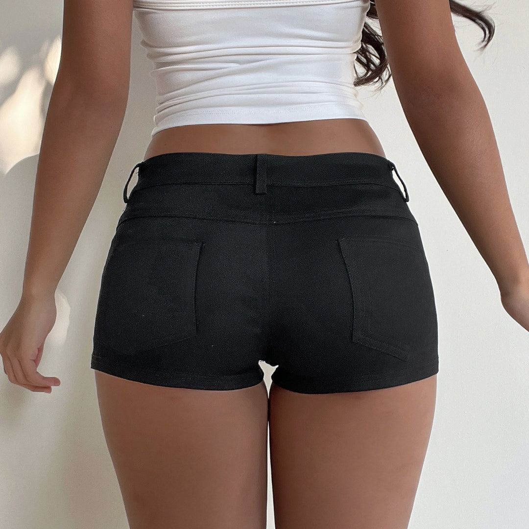 Damen trendige Shorts mit hohem Bund und elastischem Material Drune
